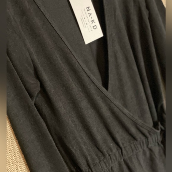 NWT! NA-KD knitted mini dress black S small wrap soft holiday occasion - Picture 7 of 9